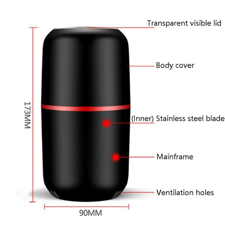 TBD0562970106_B2 Electric Small Grinder Household Seasoning Miscellaneous Grains Chinese Medicine Coffee Grinder 110V US Plug (Black) - Image 4