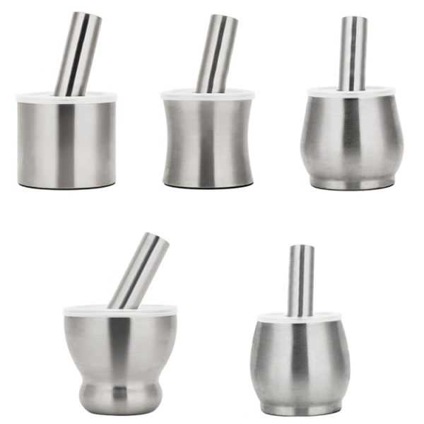 Kitchen 304 Stainless Steel Garlic Masher Spice Bean Nut Grinder, Specification: Drum Shape - Image 3
