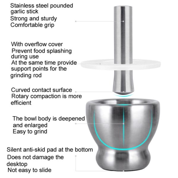 Kitchen 304 Stainless Steel Garlic Masher Spice Bean Nut Grinder, Specification: Drum Shape - Image 4