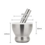 Kitchen 304 Stainless Steel Garlic Masher Spice Bean Nut Grinder, Specification: Big Bowl Shape - Image 2