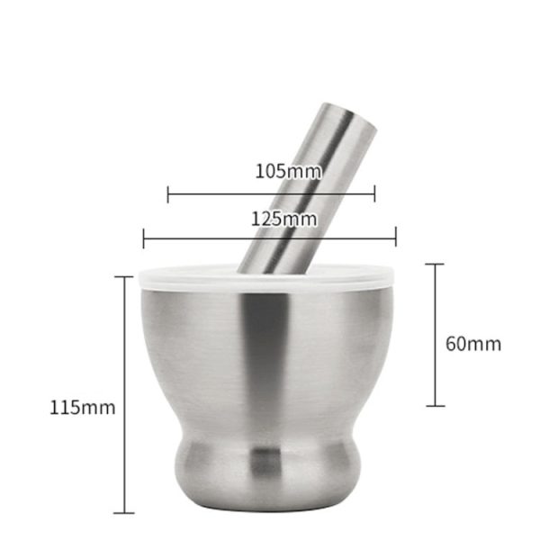 Kitchen 304 Stainless Steel Garlic Masher Spice Bean Nut Grinder, Specification: Big Bowl Shape - Image 2