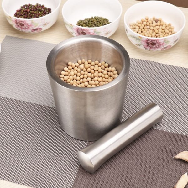 Kitchen 304 Stainless Steel Garlic Masher Spice Bean Nut Grinder, Specification: Big Bowl Shape - Image 5