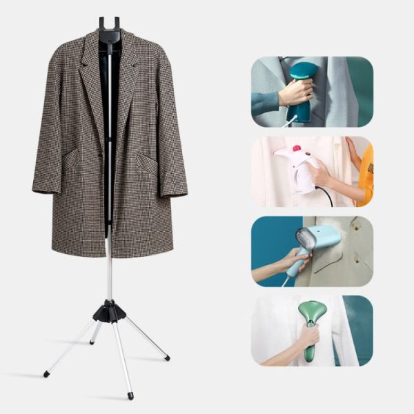 1.6m 3 in 1 Hanging Ironing Bracket Hanger Telescopic Metal Rod Mount(Black Hanger) - Image 2