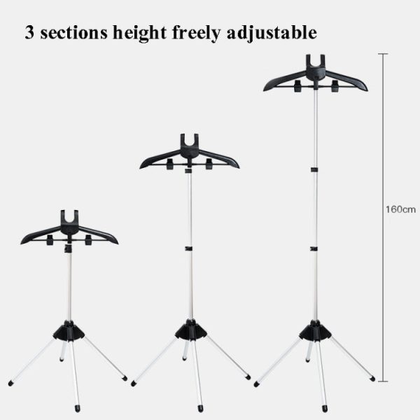1.6m 3 in 1 Hanging Ironing Bracket Hanger Telescopic Metal Rod Mount(Black Hanger) - Image 3