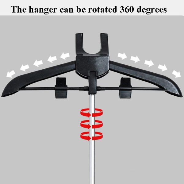 1.6m 3 in 1 Hanging Ironing Bracket Hanger Telescopic Metal Rod Mount(Black Hanger) - Image 5