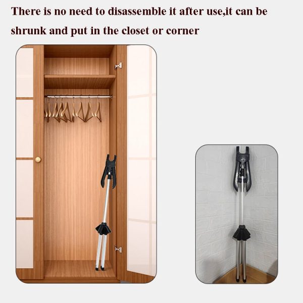 1.6m 3 in 1 Hanging Ironing Bracket Hanger Telescopic Metal Rod Mount(Black Hanger) - Image 6