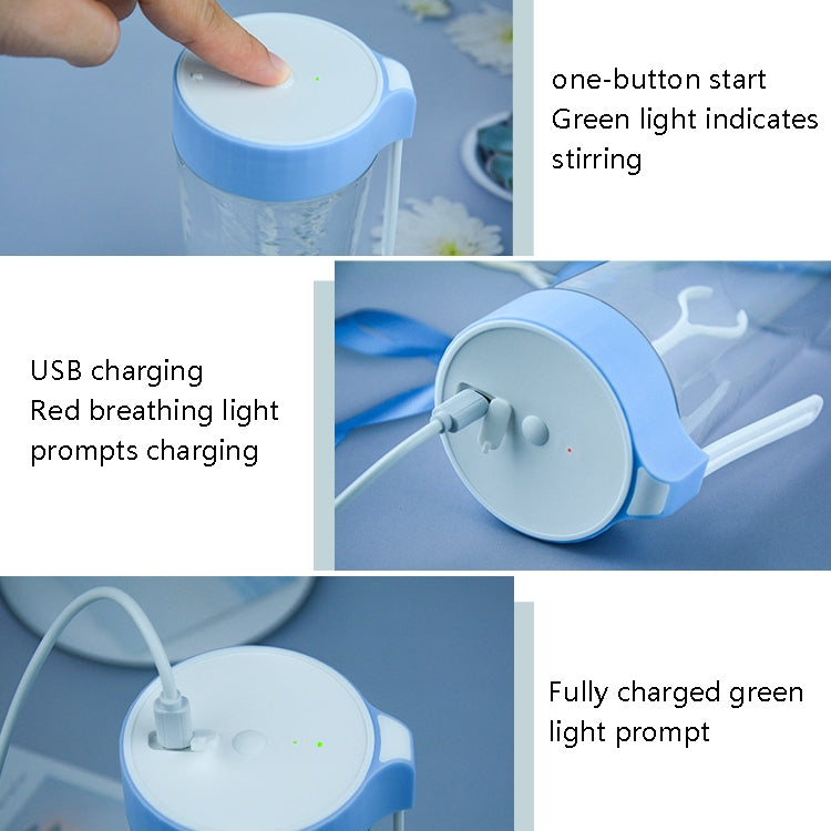 TBD0601783901_B6 VE-V8 USB Charging Automatic Stirring Cup Full Seal Leak-Proof Electric Shake Cup, Capacity: 450ml(Light Pink) - Image 7