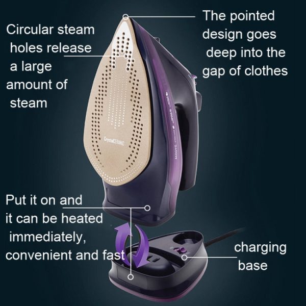 2400W Household Wireless Iron Handheld Steam Iron Garment Steamer,EU Plug(Purple) - Image 5