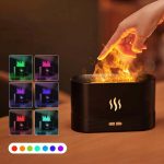 7 Color Flame Aromatherapy Machine Home Office Desk Air Humidifier(Black) - Image 2