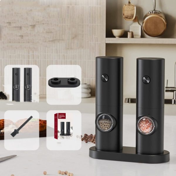 Electric Automatic Salt and Pepper Grinder Set Battery Powered, Model: A2  KYMQ-14-BS - Image 2