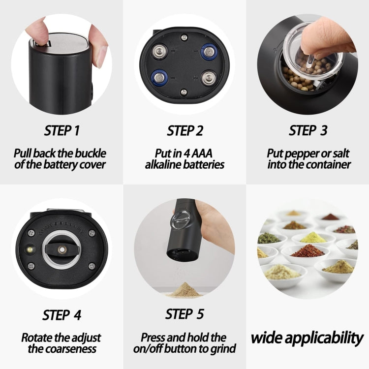 TBD06041160_B4_e8d1c58f-5731-4e0a-b1f1-975680482f2a Electric Automatic Salt and Pepper Grinder Set Battery Powered, Model: A2  KYMQ-14-BS - Image 6