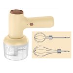 2 in 1 Portable Wireless Garlic Chopper Egg Beater Mixer Cooking Machine(Khaki)
