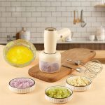 2 in 1 Portable Wireless Garlic Chopper Egg Beater Mixer Cooking Machine(Khaki) - Image 2