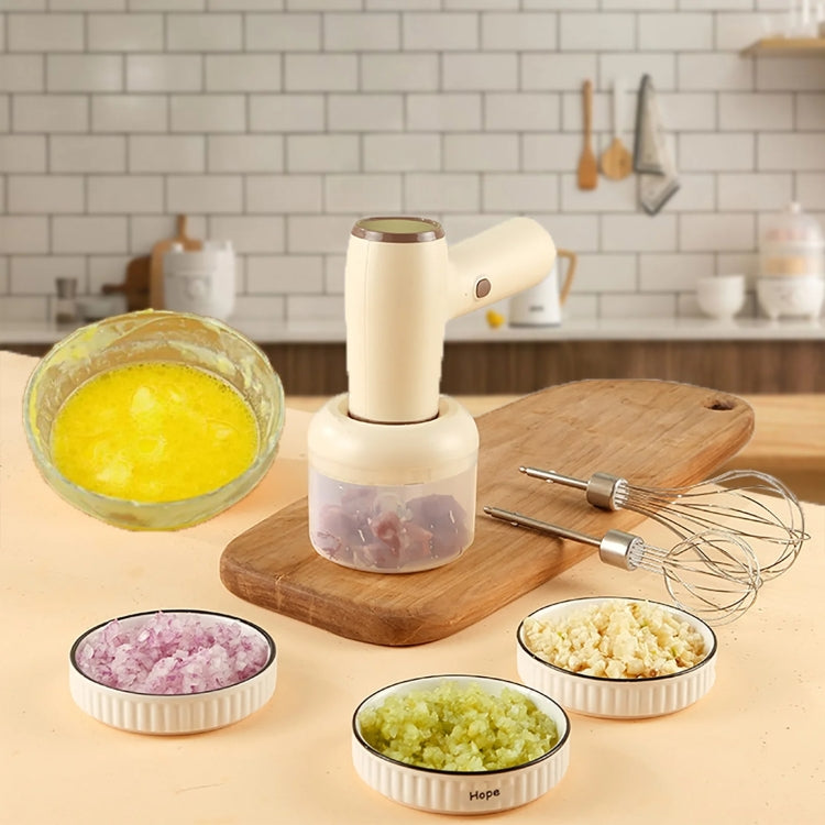 TBD06047928_B1 2 in 1 Portable Wireless Garlic Chopper Egg Beater Mixer Cooking Machine(Khaki) - Image 2
