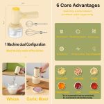 2 in 1 Portable Wireless Garlic Chopper Egg Beater Mixer Cooking Machine(Khaki) - Image 3