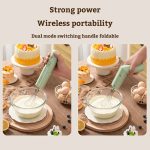 Rotary Folding Double-head Electric Home Egg Beater Fully Automatic Wireless Baking Mixer(Black) - Image 5