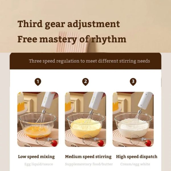 Rotary Folding Double-head Electric Home Egg Beater Fully Automatic Wireless Baking Mixer(White) - Image 6