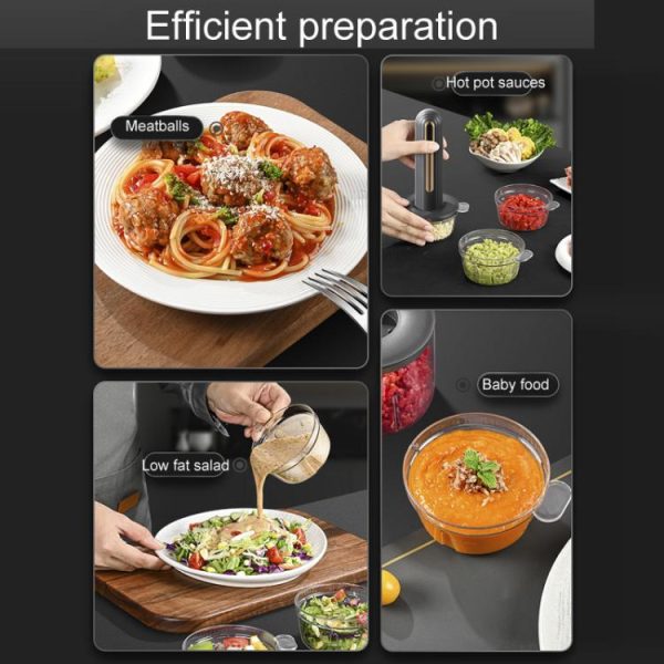 Small Baby Food Processor Kitchen Multifunction Cordless Electrical Meat Grinder(Black) - Image 6
