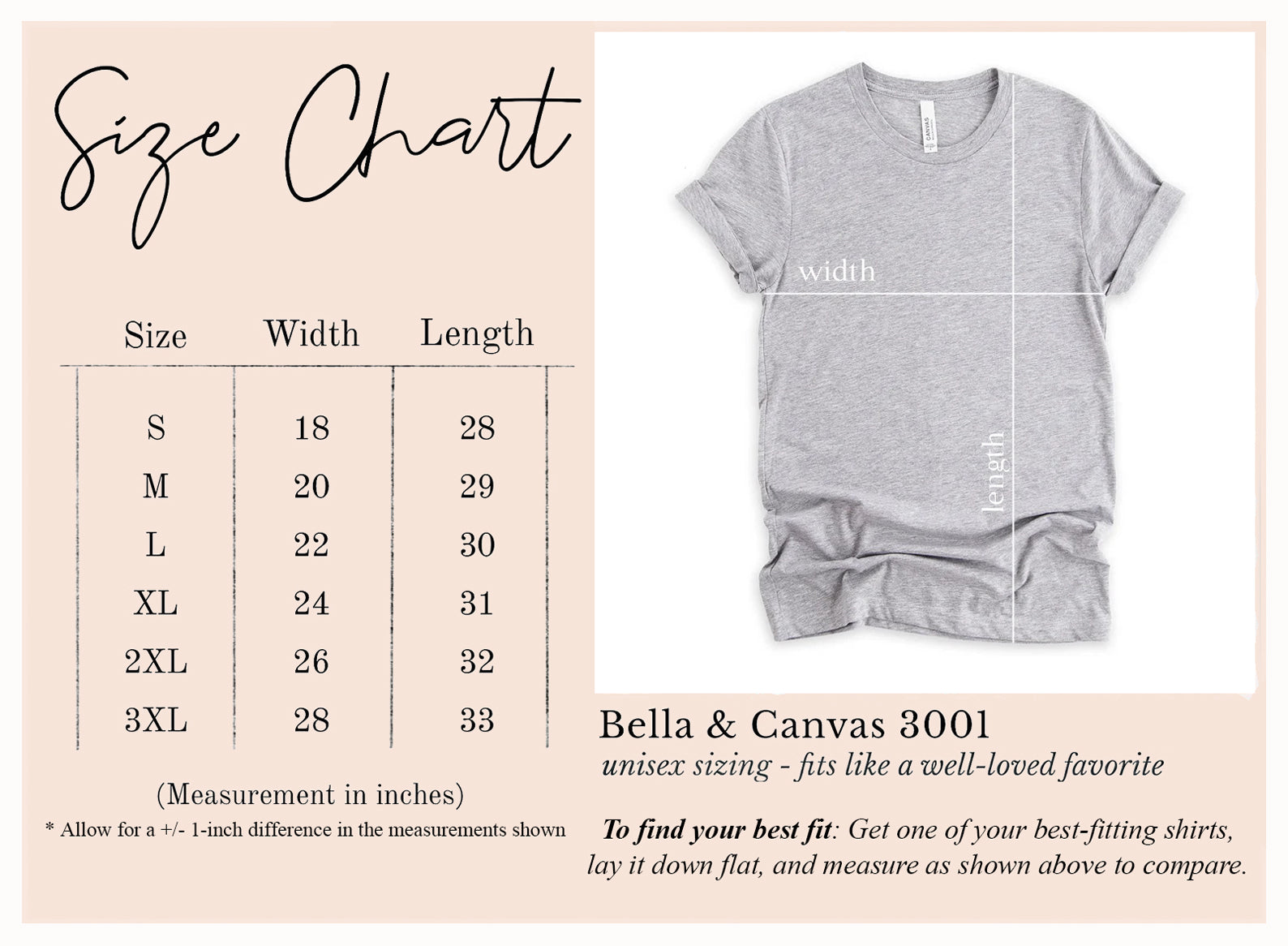 bella_canvas_3001_size_chart Peeps Sake IV Pump T-Shirt - Image 15