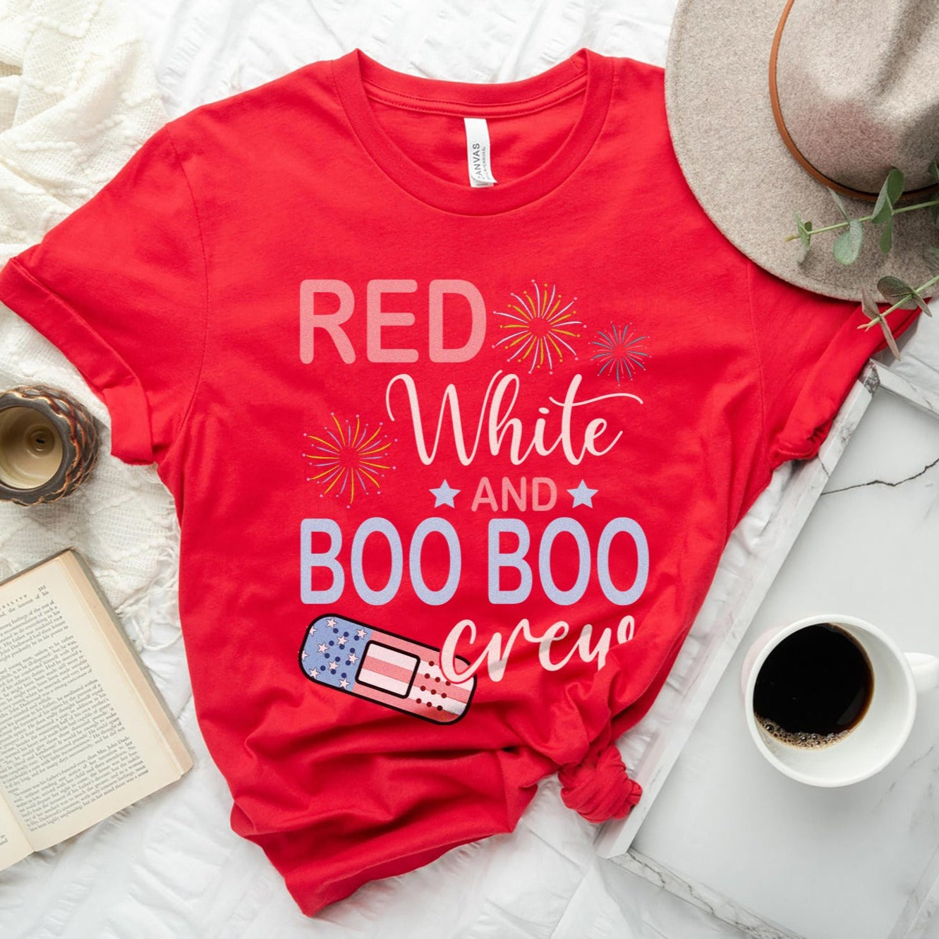 booboocrewjuly4thred Red, White & Boo Boo Crew T-Shirt - Image 7