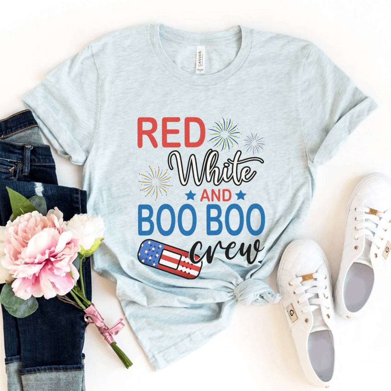 booboojuly4thice Red, White & Boo Boo Crew T-Shirt - Image 9