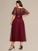 Plus Size Sequin Leaf Midi Evening Dress - Image 7