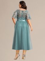 Plus Size Sequin Leaf Midi Evening Dress - Image 21