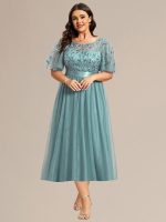 Plus Size Sequin Leaf Midi Evening Dress - Image 22