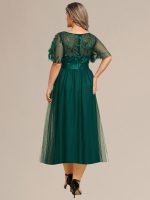Plus Size Sequin Leaf Midi Evening Dress - Image 24