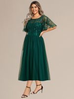 Plus Size Sequin Leaf Midi Evening Dress - Image 25