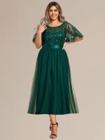 Plus Size Sequin Leaf Midi Evening Dress - Image 26