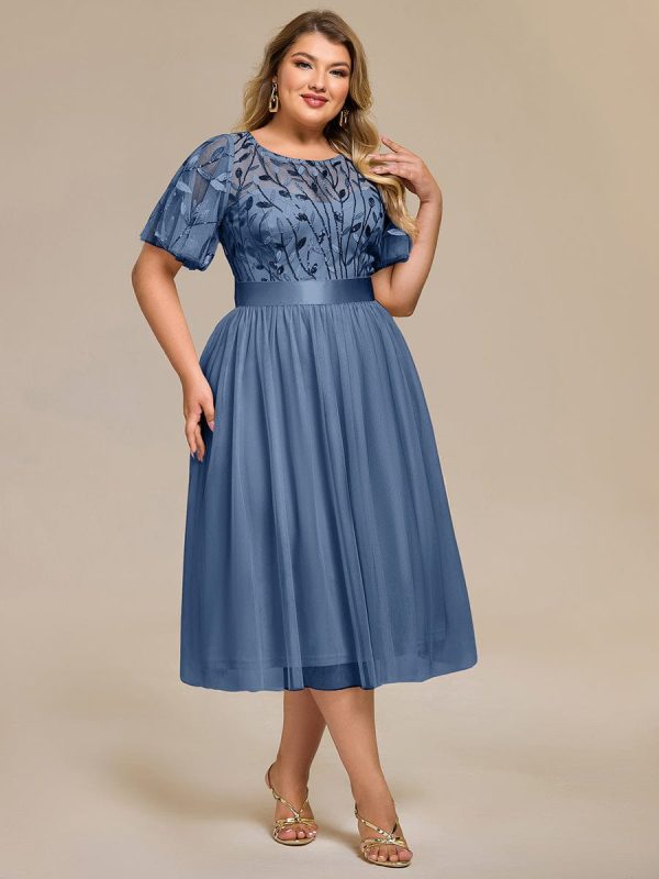 Plus Size Sequin Leaf Midi Evening Dress - Image 2