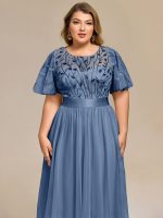 Plus Size Sequin Leaf Midi Evening Dress - Image 5