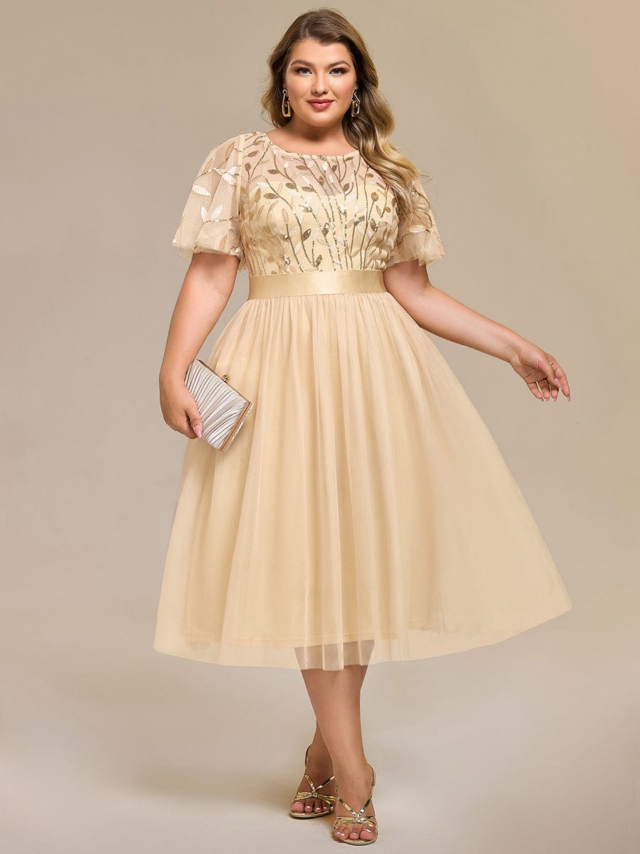 ee00906gd-pr Plus Size Sequin Leaf Midi Evening Dress - Image 65