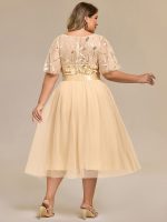 Plus Size Sequin Leaf Midi Evening Dress - Image 66