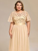 Plus Size Sequin Leaf Midi Evening Dress - Image 69