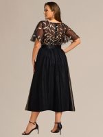 Plus Size Sequin Leaf Midi Evening Dress - Image 28