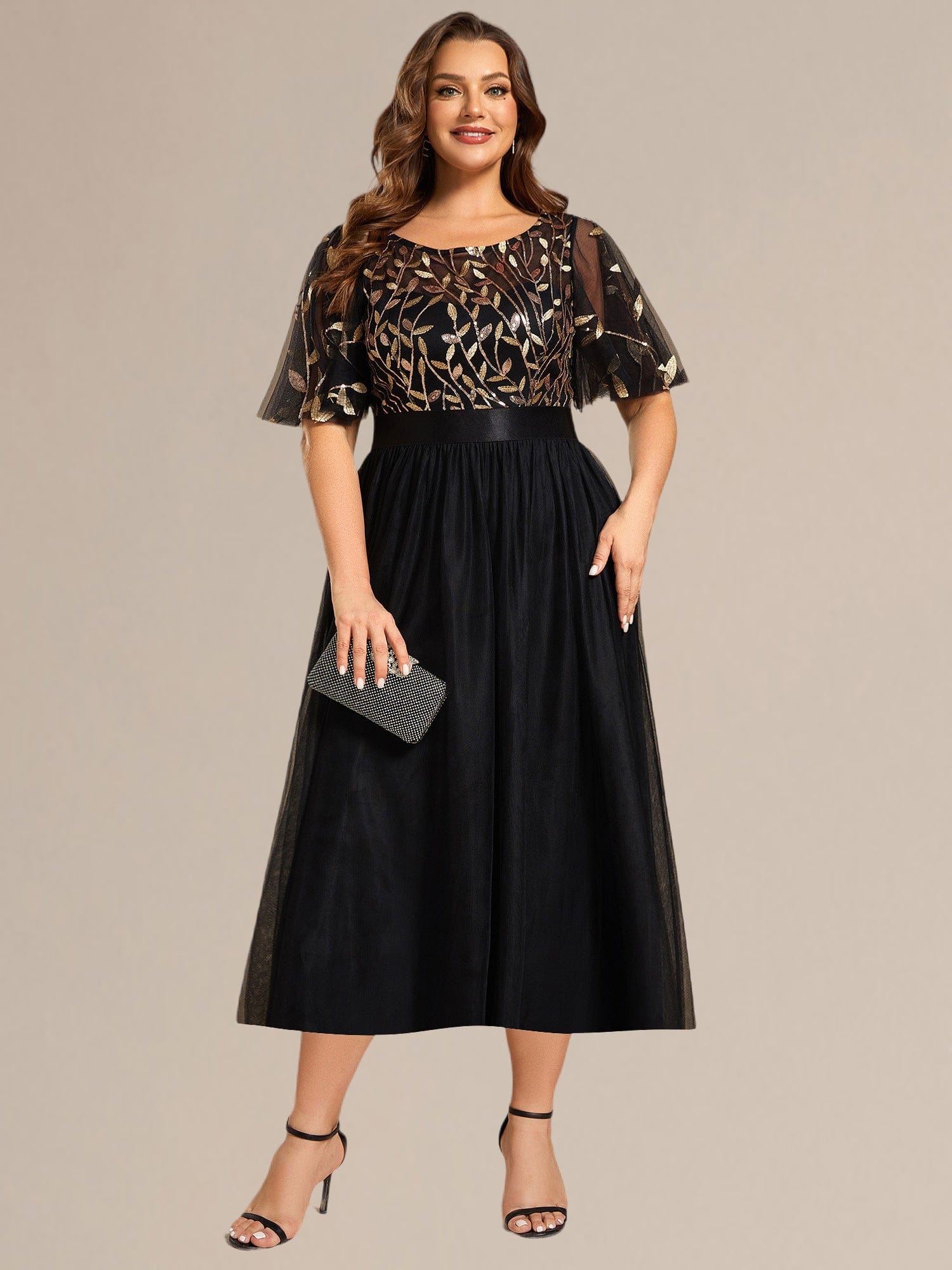ee00906kg-pjt4_b35b3e7e-4fd4-4f7f-8ba9-de9371a0c42e Plus Size Sequin Leaf Midi Evening Dress - Image 30