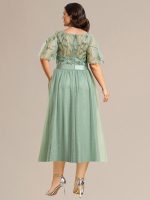 Plus Size Sequin Leaf Midi Evening Dress - Image 37