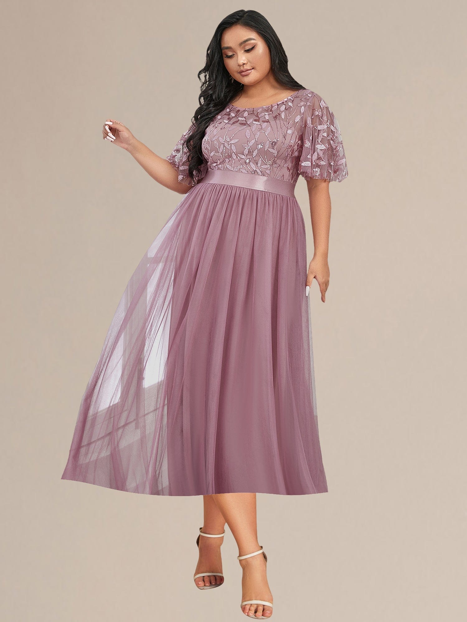 ee00906od-pjt4_9c9a2ee8-ad5a-4118-8a52-51e3821ceac6 Plus Size Sequin Leaf Midi Evening Dress - Image 48