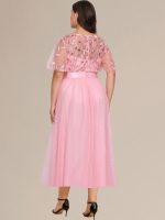 Plus Size Sequin Leaf Midi Evening Dress - Image 50