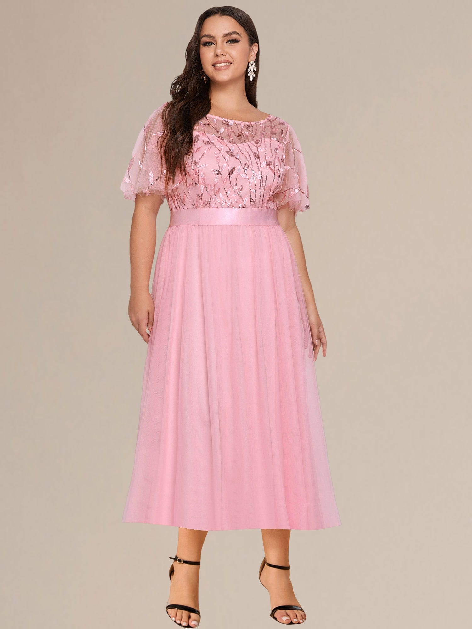 ee00906pk-pjt3_6a36bde7-5fdf-4815-8fac-0f7e112e06a8 Plus Size Sequin Leaf Midi Evening Dress - Image 51