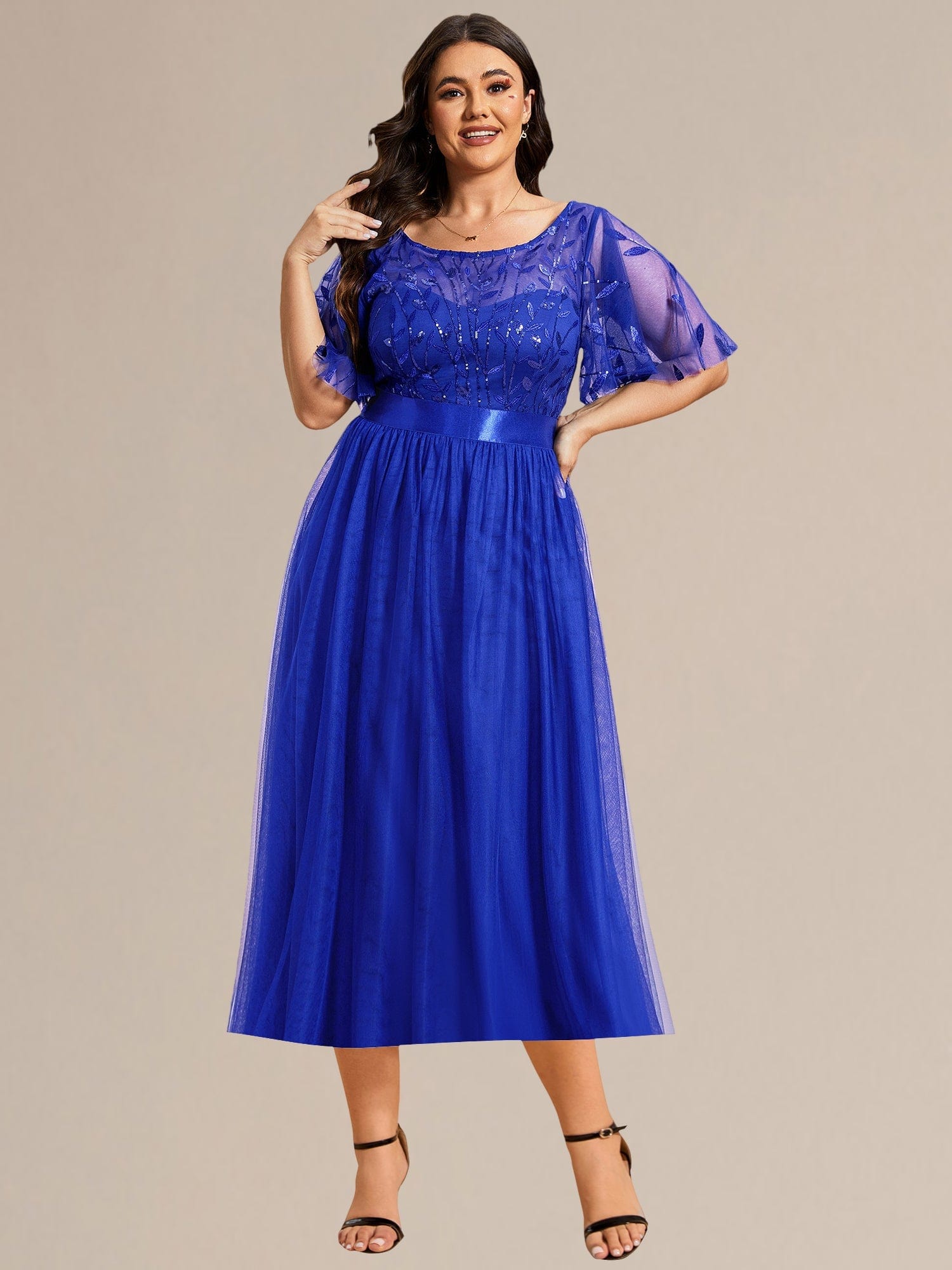 ee00906sb-pjt4_dc0fac79-368b-4442-abbb-020398278772 Plus Size Sequin Leaf Midi Evening Dress - Image 56