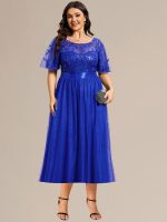 Plus Size Sequin Leaf Midi Evening Dress - Image 53