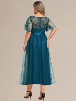 Plus Size Sequin Leaf Midi Evening Dress - Image 58
