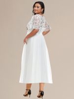 Plus Size Sequin Leaf Midi Evening Dress - Image 62