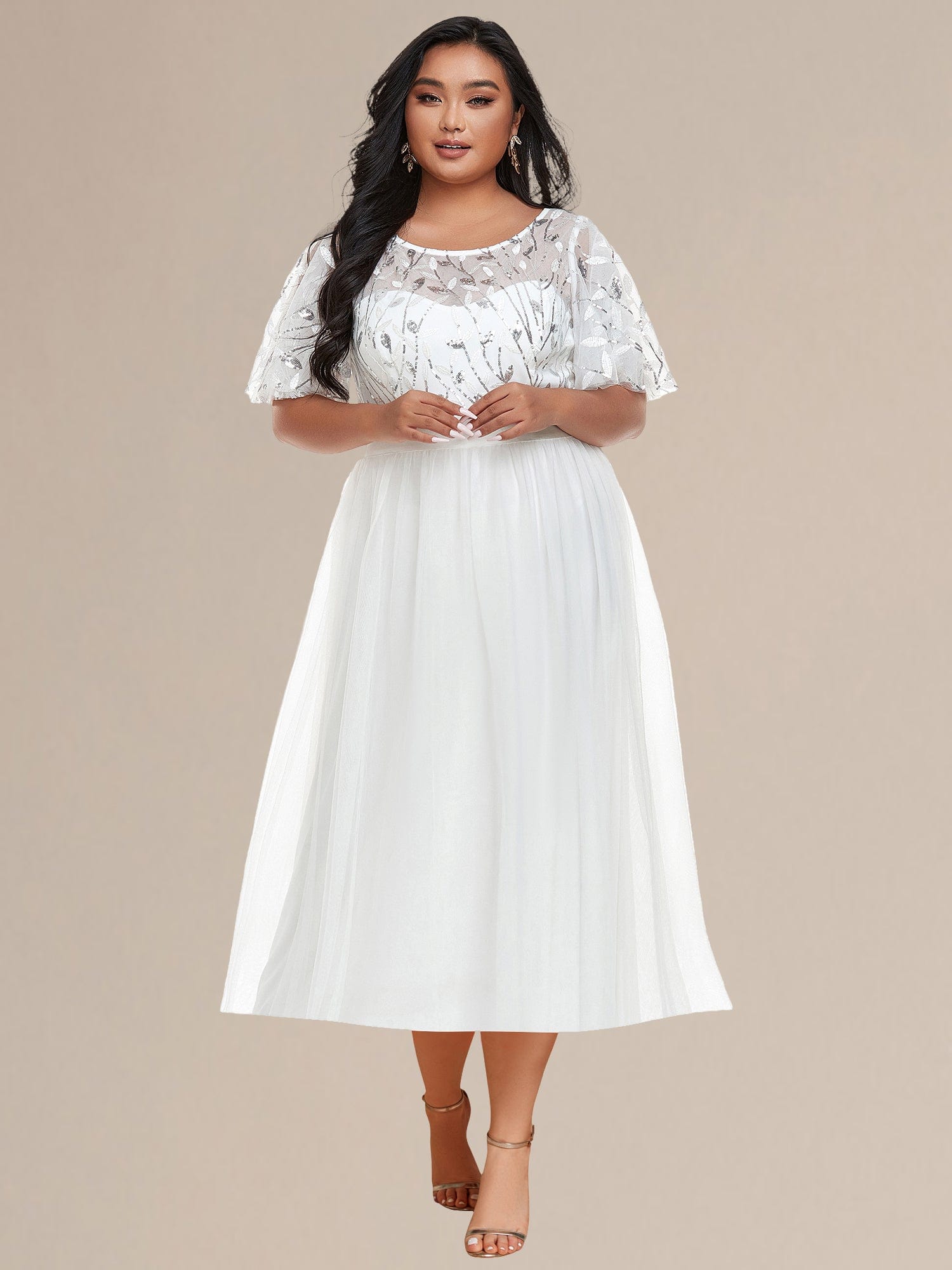 ee00906wh-pjt4_50188daf-885e-4329-a1a5-b89e8ee7aea3 Plus Size Sequin Leaf Midi Evening Dress - Image 64