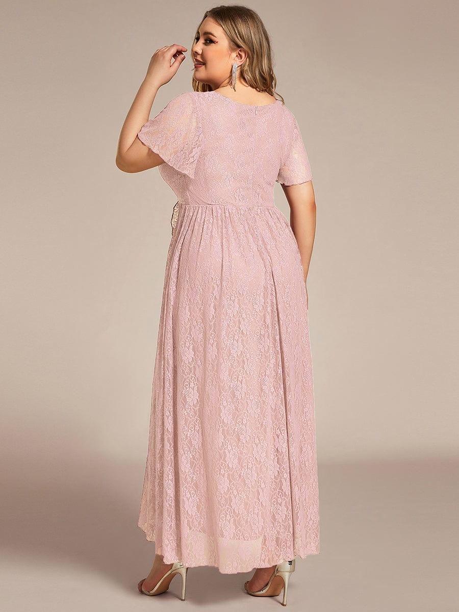 ee01489pk-pr2_b3fefc53-448a-4652-b5a0-bd923e9effc1 Plus Size Short Sleeve Ruffled V-Neck A-Line Lace Wedding Guest Dress - Image 53