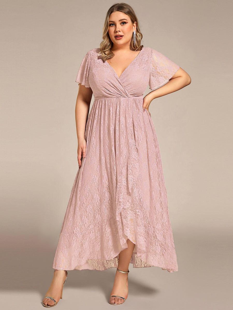 ee01489pk-pr4_104142c9-9d72-4d1b-98d4-07ae31ce4770 Plus Size Short Sleeve Ruffled V-Neck A-Line Lace Wedding Guest Dress - Image 56