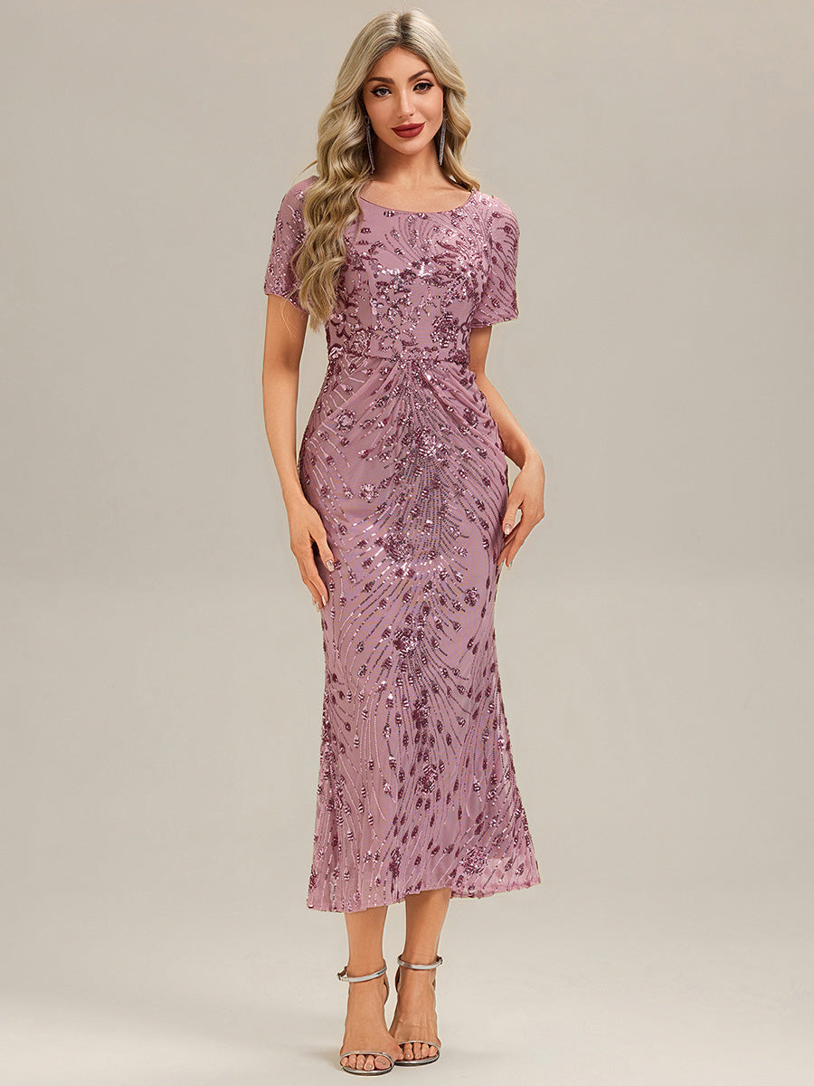 ee02387od-r3 Sequin Mermaid Round Neck Dress - Image 8
